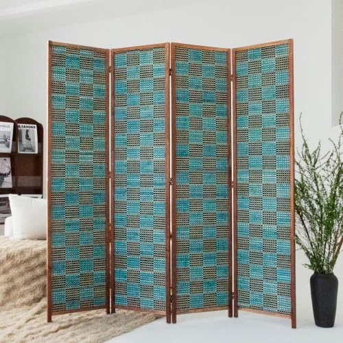 4 Panel Bamboo Room Divider, 5.6 ft Tall Double-Sided Folding Privacy Screen - Image 2