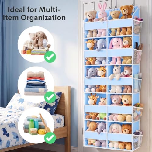 Blue Over the Door Organizer 5 Tiers, Extra Large Behind Door Storage of 10 - Image 6