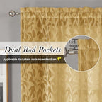 Lecloud Leia Dark Gold Sheer Kitchen Curtains 36 Inch Length, Breathable Clip - Image 2