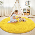 OLANLY Yellow Round Rugs for Bedroom - Image 2