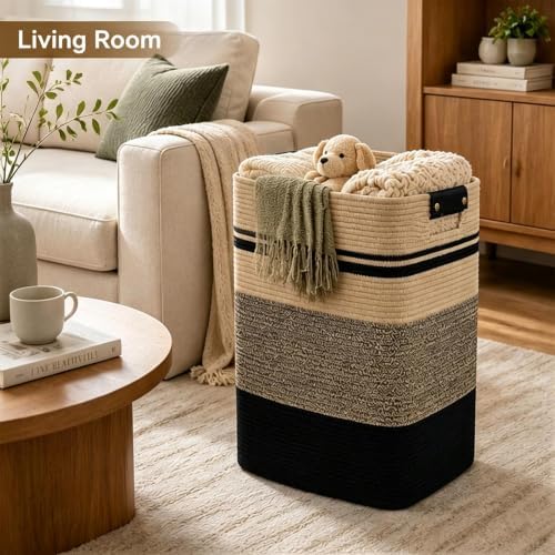 Laundry Hamper, Cotton Rope Laundry Basket - Image 4