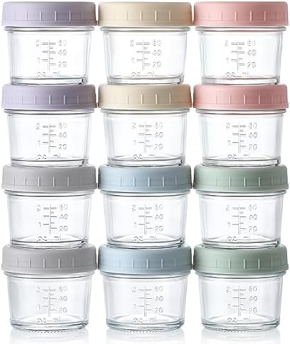 VITEVER 12Pack Glass Baby Food Storage Containers - 4 oz Baby Food Storage Jars by VITEVER