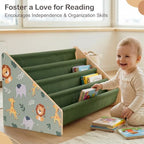 Toddler Bookshelf 4 Tier Solid Wood Montessori Nursery Book Organizer Kids - Image 5