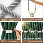 Hion Magnetic Curtain Tiebacks Grey 2pcs, Curtain Holdbacks Hooks Holders - Image 4