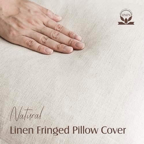 Foindtower Decorative Linen Fringe Throw Pillow Covers 18×18 Inch - Image 2