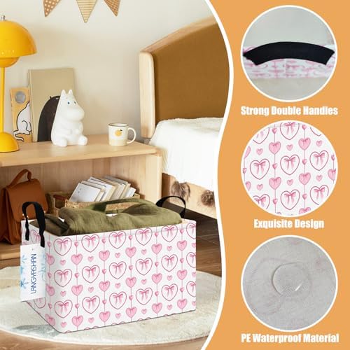 Rectangular Collapsible Pearl Heart Storage Basket Nursery Toy Organizer - Image 3