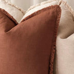 Foindtower Decorative Linen Fringe Throw Pillow Covers Boho Farmhouse Cushion - Image 4
