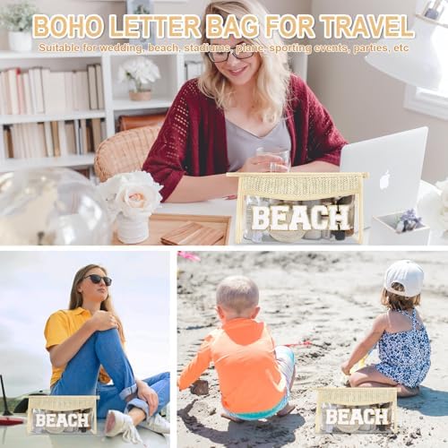 Iqimott 2Pcs Clear Patch Makeup Letter Bag, Boho Letter Bag - Image 6