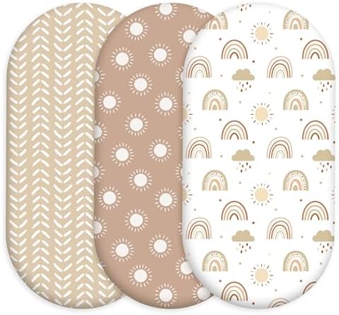 Baby Bassinet Sheets Girl Boy, 3 Pack Fitted Bassinet Sheet by CivaruaKids