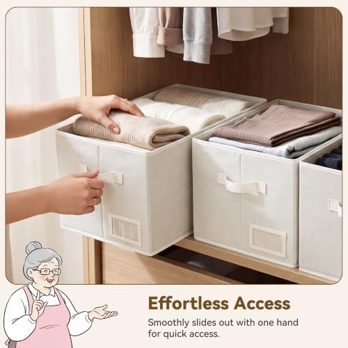 GRANNY SAYS Closet Shelf Baskets, Pearl White, Extra Large - Image 4