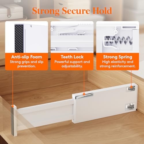 Lifewit 4" High Upgrade Drawer Divider, Adjustable Drawer Organizer Clothes - Image 3