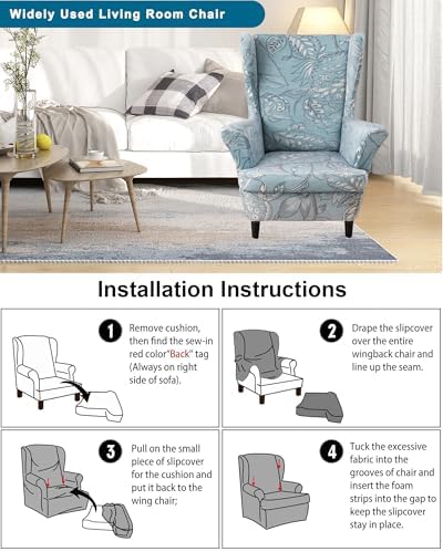 CRFATOP Wingback Chair Covers Stretch Armchair Slipcovers - Image 5