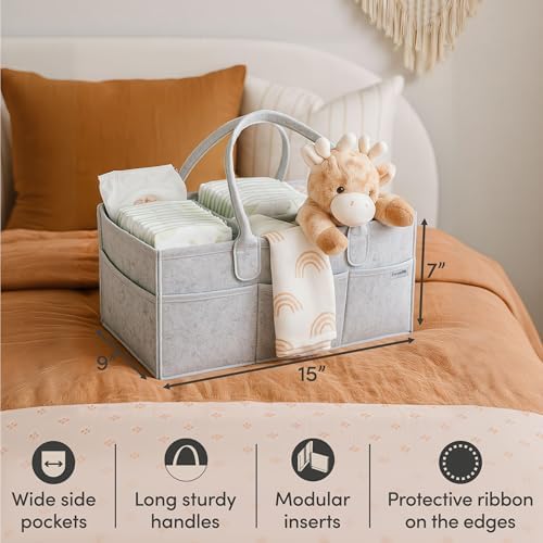 PUTSKA Baby Diaper Caddy Organizer, Felt Nursery Basket - Image 4