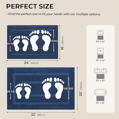 GRANNY SAYS Blue Bathroom Rugs Set 2 Piece, Soft Microfiber Bath Mats - Image 2