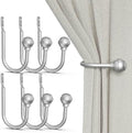 Hion Curtain Holdbacks Silver 6pcs, Curtain Tiebacks Wall Mounted Hooks by Hion