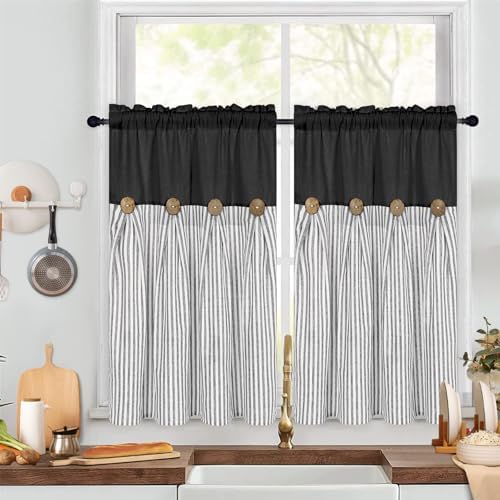 ASPMIZ Farmhouse Kitchen Curtains 24 Inch Length, 2 Panels by ASPMIZ