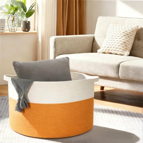 MEGASKET Large Orange Storage Basket, Decorative Dog Kid Toy Box, Big Blanket - Image 5