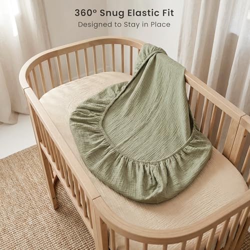 Konssy Muslin Bassinet Sheets for Baby Boys and Girls, 2 Pack - Image 5