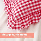 2 Pack Red White Gingham Ruffle Standard Pillow Shams 20"x26" - Image 6