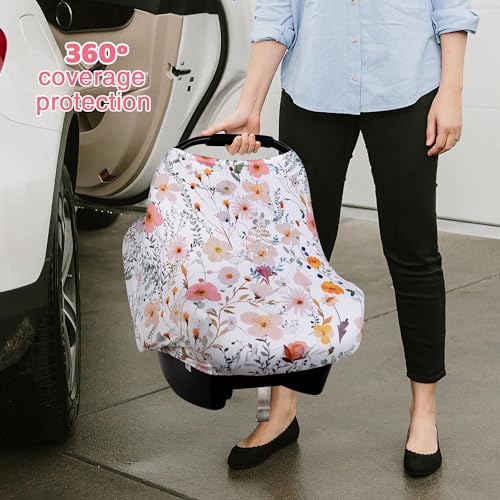 Rquite 4-in-1 Baby Car Seat Canopy, Stretchy Nursing Breastfeeding Cover - Image 6