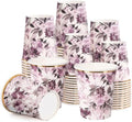 WRAPAHOLIC 50 Pcs Floral Paper Cups - 9 oz Purple Flower Disposable Cups by WRAPAHOLIC