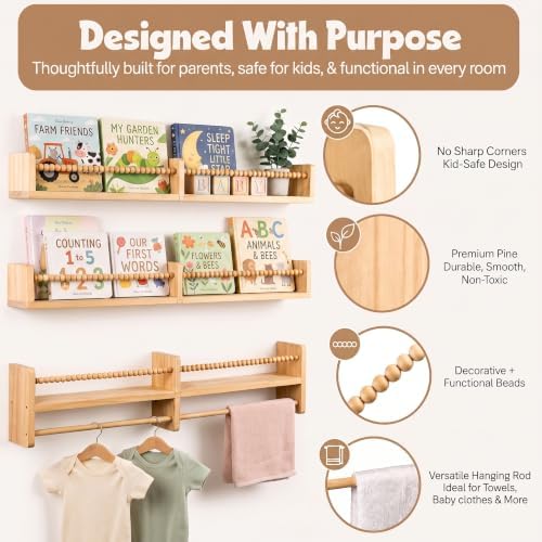 Nursery Shelves for Wall – Nursery Book Shelves - Image 4