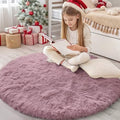 OLANLY Blush Round Rugs for Bedroom by OLANLY