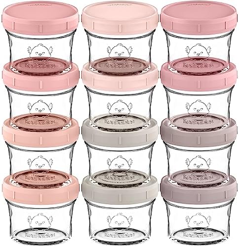 12pk 4oz Glass Baby Food Containers by KeaBabies