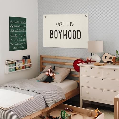 Long Live Boyhood Banner, Boys Room Decor, Vintage Banner Wall Hanging Flag - Image 2