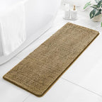 Chenille Bathroom Runner Rug 17"x47" Tan, Plush Bath Mat by Kildoss