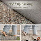JOLLYVOGUE Runner Rug, 2x10 Washable Vintage Floral Rug, Vintage Brown - Image 4