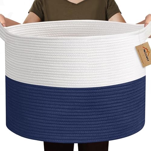 MEGASKET 115L Super Large Blanket Basket, Cotton Rope Woven Bin by MEGASKET