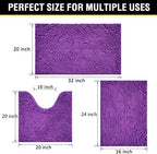 Bathroom Rugs Chenille 3-Piece Extra Soft and Absorbent Shag Bathroom Rugs - Image 2