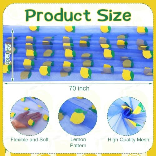 4 Pcs Lemon Royal Blue Tulle Table Runner 29x70 Inch Italian - Image 3