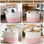 115L Extra Large Pink Woven Cotton Rope Basket - Image 6