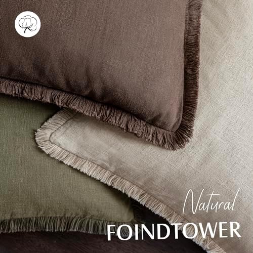 Foindtower Decorative Linen Fringe Throw Pillow Covers Cozy Boho Farmhouse - Image 4