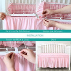 Crib Bed Skirt 14" Drop, Fits 28"x52" Crib, Adjustable - Image 3