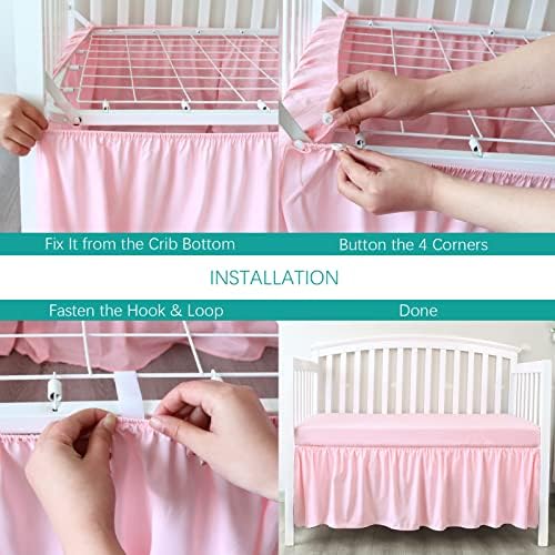 Crib Bed Skirt 14" Drop, Fits 28"x52" Crib, Adjustable - Image 3