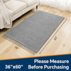 Chenille Bathroom Rug 36"x60" Gray, Large Plush Bath Mat - Image 2
