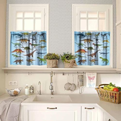 Dinosaur Valance Curtains for Boys Girls Room, ABC Alphabet Dinosaur Pattern - Image 2