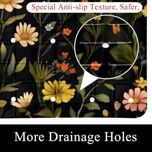Shower Mat Non Slip, Tropical Flowers Anti Slip Bath Mat - Image 2
