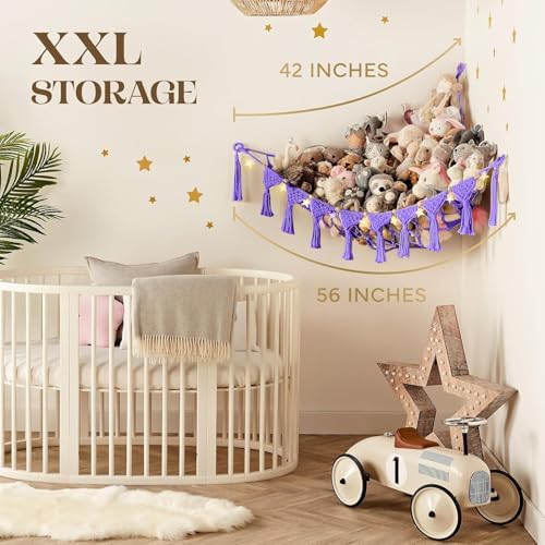 TIDYTEDS Macrame DreamLights Boho Stuffed Animal Storage Net Hammock Extra - Image 5