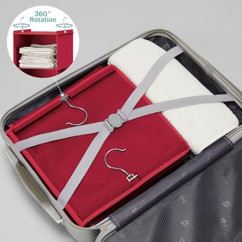 YOUDENOVA Hanging Closet Organizer and Storage, Dark Red - Image 7