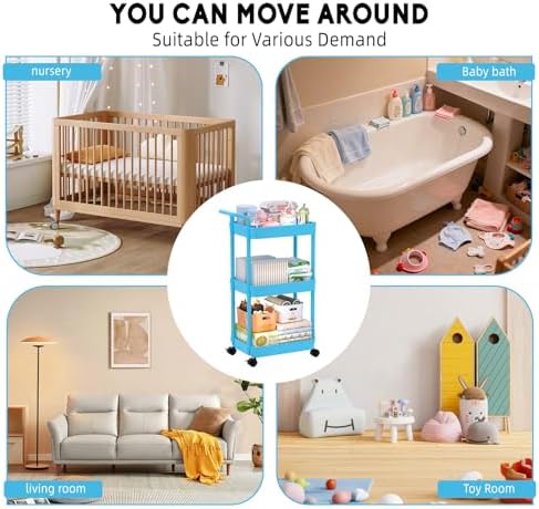 Volnamal Diaper Caddy, 3 Tier Rolling Cart - Image 4