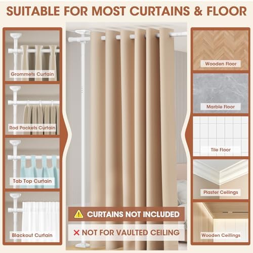 SUNALLY Room Divider Curtain Rod 4-10ft28-171in Room Separator - Image 4