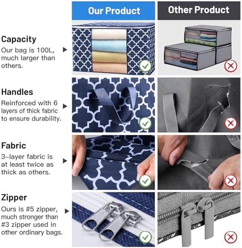Storage Bags 100L 3Pack Clothes Organization and Storage Containers - Image 6