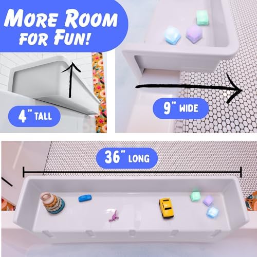 Tub Topper Kids Bathtub Splash Guard, Shelf & Toddler Bath Toy Tray - Image 5