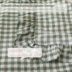 2 Pack Sage Green Gingham Lumbar Throw Pillow Shams 12''x20'' - Image 3