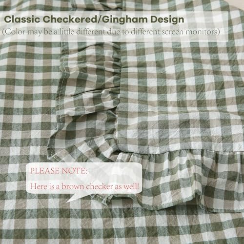 Sage Green White Gingham Ruffle Body Pillow Cover 20"x54" - Image 3