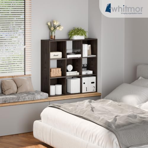 Whitmor 9 Cube Storage Organizer, 3 Tier Stackable MDF Wood Bookcase, Open - Image 5
